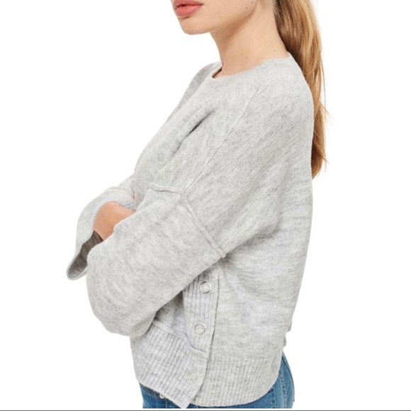 Topshop Mo Seam Detail Popper Sweater Cropped - Picture 4 of 5